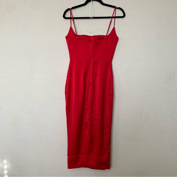 House of CB Anais Satin Corset Dress Red scarlet Size S midi NWOT - Picture 6 of 13